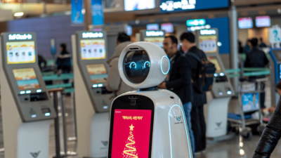 Robot being used in airport in South Korea to help with check-in process