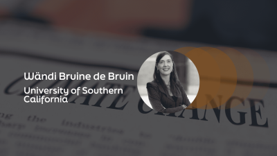 A banner image of Wändi Bruine de Bruin, the article's author.