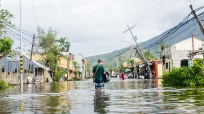 Flooded street in the Philippines