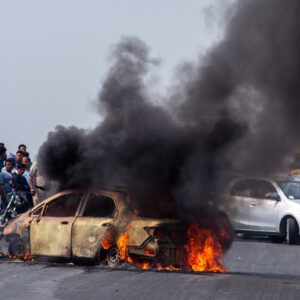 Car on fire in New Delhi